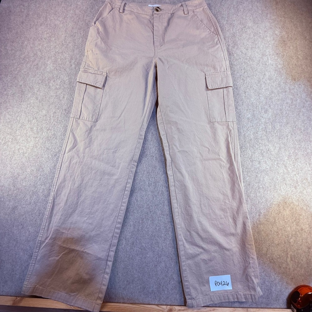 Elodie Tan Khaki Cargo Pants Wide Leg Utility Trousers Size Medium